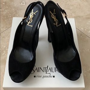 YSL Palais peep toe slingback pumps size 40